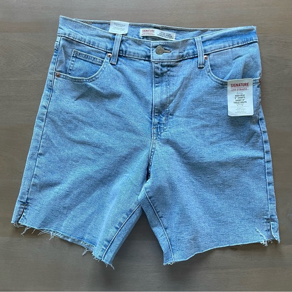 Signature by Levi Strauss Light Blue High-Rise Denim Shorts - Picture 1 of 5